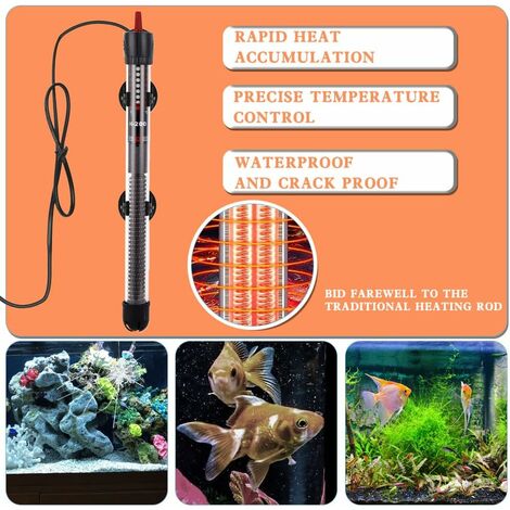 Chauffage D'aquarium, 300W 375L Chauffage d'aquarium, Chauffage d'aquarium à Thermostat réglable, Chauffage d'aquarium avec ventouses, pour Aquariums et Aquariums (220-240V)