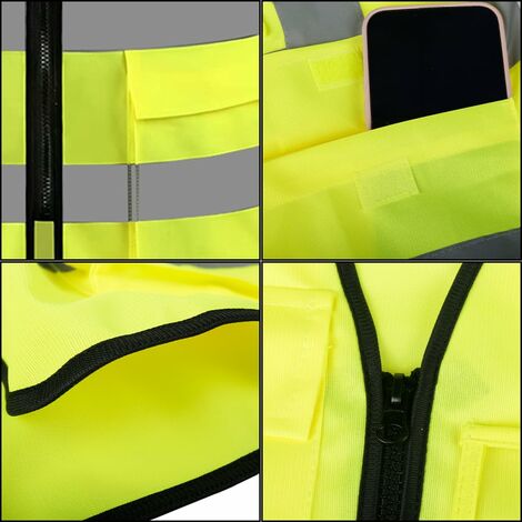 Lot De 2 Gilets De Sécurité Haute Visibilité - Vert Fluorescent, Bandes Réfléchissantes 360°, Poches Multiples - Pour Travail, Vélo, Running