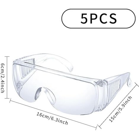 5 Pcs Lunette de Protection Travail Verres Transparent Lunette Protection Chimie Tenue Securisee Anti buee et