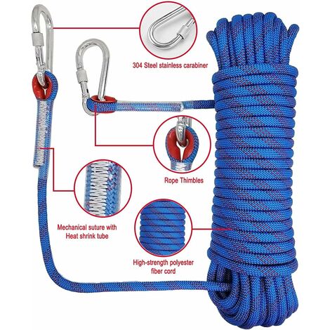 Corde d'escalade d'extérieur, Corde d'escalade en plein air, Corde de sécurité en nylon tressé, 10 m