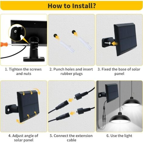 Lampe solaire d'extérieur, 78 LED 4 modes avec capteur de mouvement, télécommande, panneau solaire réglable à 360°, 3 luminosités, lustre solaire étanche IP65 pour jardin, camping