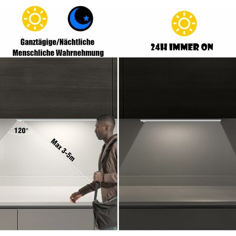 Lampe de Placard 30cm à Détecteur de Mouvement Intérieur, Réglette LED Cuisine sans Fil, Lumière D'armoire 6000K avec 3 Modes d’Éclairage, Rechargeable par USB, 2 Pack [Classe énergétique A+++] [Class