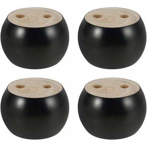 Jusch – Lot de 4 pieds de meuble en bois d'eucalyptus 5cm – Forme ronde – Vis de montage incluses – Pour canapés, lits et fauteuils (1/5)