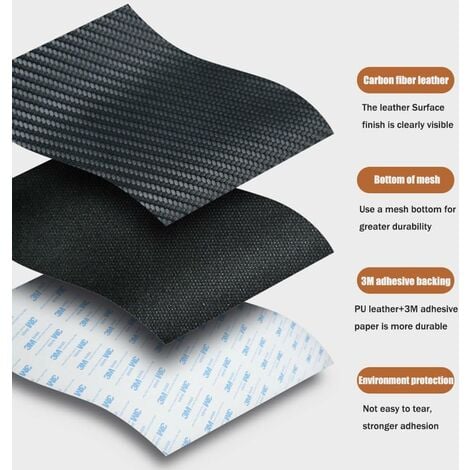 Simili Cuir Autocollant Patch de réparation de Cuir Auto-adhésif adhésif 3M, Patch de rénovation et de réparation d'intérieur de Voiture en Cuir de Fibre de Carbone ( Noir Size : 20x120cm/8x47)