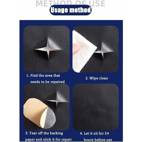 Simili Cuir Autocollant Patch de réparation de Cuir Auto-adhésif adhésif 3M, Patch de rénovation et de réparation d'intérieur de Voiture en Cuir de Fibre de Carbone ( Noir Size : 20x120cm/8x47)