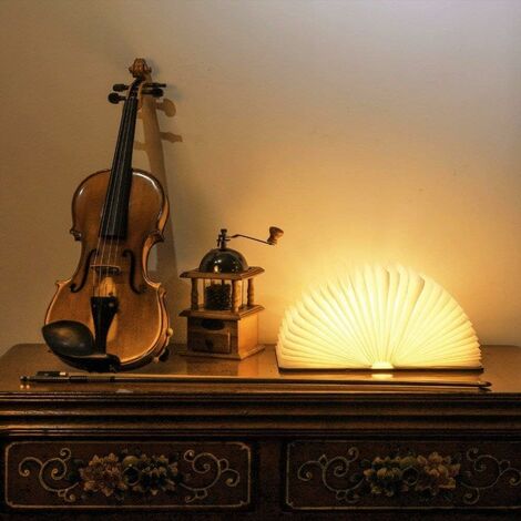 LED Livre Lampe en Bois, Idee Cadeau Noël Livre Lampe Pliante et Magnétique, LED Lampe de Papier Rechargeable par USB, Lumière Décorative avec 2000 mAh Batteries