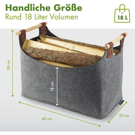 Panier Rangement Feutre Rubberneck 33x33x35cm - Gris Clair Avec Poignées Cuir Pour Bois Ou Jouets