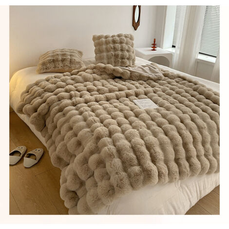 SHANNA Couverture 230x250 cm, Epaisse Plaid Lapin en Peluche Super
