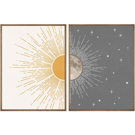 Décoration murale Sun Moon Boho, affiches célestes, imprimés modernes du milieu du siècle pour l'art mural, décoration murale pour chambre à coucher (1/4)