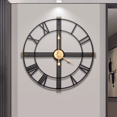 Horloge Murale Acrylique Noire Chiffres Romains - Design Moderne, Mouvement Silencieux - Pour Salon, Chambre
