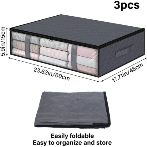 Lot De 3 Sacs De Rangement Transparents - 40L - Imperméables - Pour Vêtements, Couettes, Jouets, Déménagement