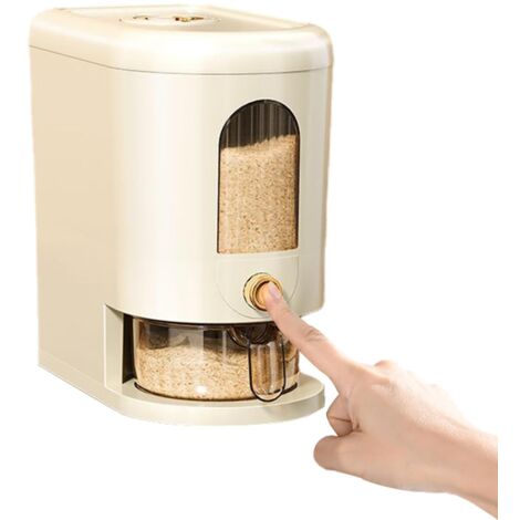 Distributeur De Riz Hermétique Transparent - Capacité 10 Kg - Boîte Rangement Plastique Avec Couvercle - 30x18.5x43 Cm - Anti-humidité, Empilable