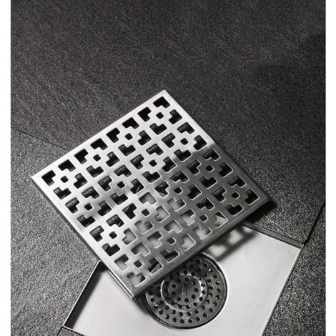 Siphon De Sol Exterieur,Siphon de Sol Et Écoulement De Douche,Siphon Sol D'évacuation,Siphon,Silver-12×12cm