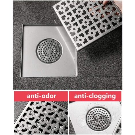 Siphon De Sol Exterieur,Siphon de Sol Et Écoulement De Douche,Siphon Sol D'évacuation,Siphon,Silver-12×12cm
