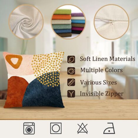 ASDCXZ Housse De Coussin Bohème 45x45 Cm, Lot De 4 Motif Géométrique Abstrait Moderne Noir Et Blanc Housse De Coussin Décorative Lavable Polyester Et Lin Textile D'extérieur Taie D'oreiller