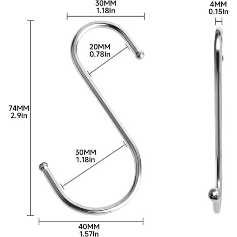Crochets En S Acier Inoxydable - Lot De 2, Pour Hamac, Cuisine, Rangement Intérieur/extérieur - 2
