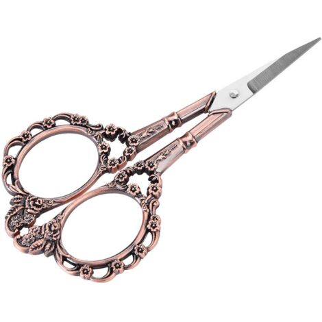 Ciseaux en Acier Inoxydable, Vintage Fleur Broderie Classique Ciseaux à Broder, Ciseaux à la Main(Bronze rouge) (1/5)