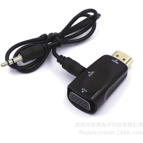 Adaptateur HDMI Vers VGA Avec Sortie Audio 3,5 Mm - Convertisseur Numérique/analogique, Plug & Play