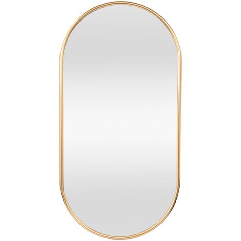 Jusch – Miroir mural ovale 40 x 60 cm – Cadre en aluminium doré – Installation verticale/horizontale – Pour agrandir visuellement l'espace