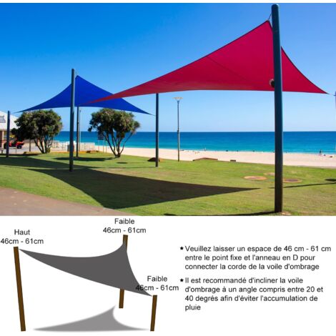 Voile d'ombrage triangulaire à angle droit, imperméable, résistant aux Voile d'ombrage triangulaire à angle droit, imperméable, résistant aux