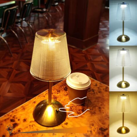Lampe de table sans fil, lampe à piles rechargeable, 3 modes de couleur et lampe tactile LED à intensité variable