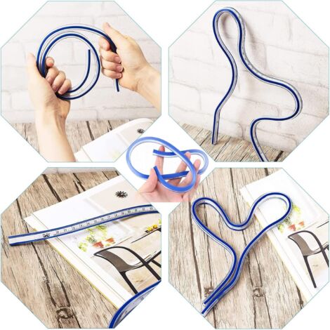 Lot De 2 Règles Courbes Flexibles 30cm - Règle Serpent Souple Pour Dessin, Couture Et Menuiserie