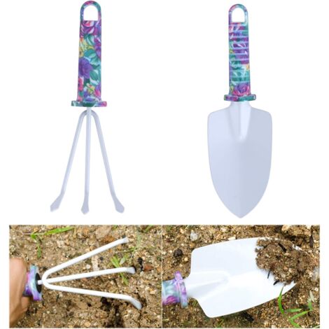 5 Pièces Outils de Jardinage avec Boîte de Rangement avec Transplantoirs Ciseaux(Violet)