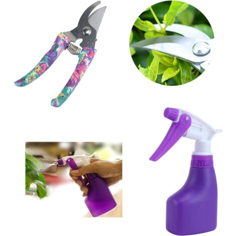 5 Pièces Outils de Jardinage avec Boîte de Rangement avec Transplantoirs Ciseaux(Violet)