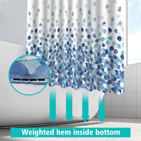 Rideau De Douche Bleu Marine 180x200 Cm - Ombré Bleu Et Blanc Élégant - Tissu Polyester Imperméable