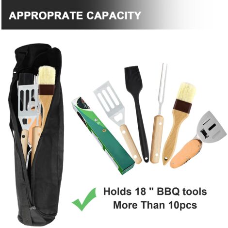 Sac De Rangement Pour Outils De Barbecue - Tissu Oxford Noir - 15x15x50 Cm - Portable Et Pliable