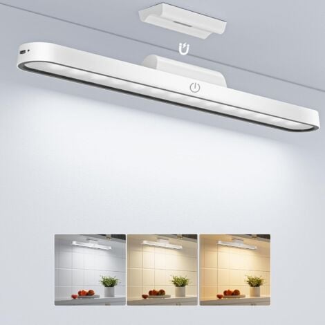 Reglette LED Cuisine Sans Fil, Lumiere Rechargeable USB, Lumière Magnétique, Lampe de Bureau à Luminosité Réglable