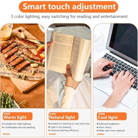 Reglette LED Cuisine Sans Fil, Lumiere Rechargeable USB, Lumière Magnétique, Lampe de Bureau à Luminosité Réglable