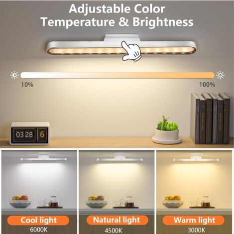 Reglette LED Cuisine Sans Fil, Lumiere Rechargeable USB, Lumière Magnétique, Lampe de Bureau à Luminosité Réglable