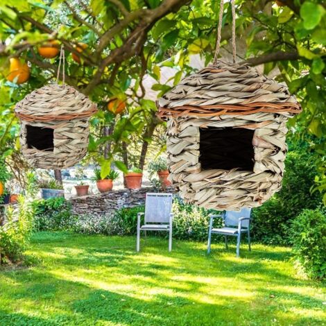 Nichoir Oiseaux Tissé, Nid Oiseau Fait à La Main, Maison Oiseaux Exterieur, Adapté aux Petits Oiseaux Tels Que Les Colibris, Les Mésanges