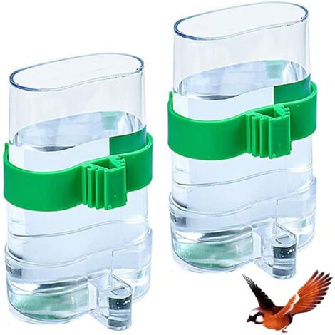 Bouteille d'eau en Cage à Oiseaux, 2 Pièce Oiseaux Mangeoires Eau Automatique, Distributeur d'eau Transparent pour Oiseaux, Abreuvoir Automatique