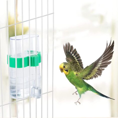 Bouteille d'eau en Cage à Oiseaux, 2 Pièce Oiseaux Mangeoires Eau Automatique, Distributeur d'eau Transparent pour Oiseaux, Abreuvoir Automatique