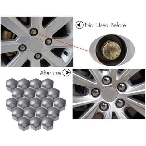 20 Capuchons D'Écrou De Roue 17mm GUUZI Noir - Protection Boulons Pneus Voiture