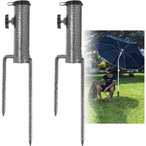Pied de Parasol, 2 Pièces Ancrage Parasol Ancrage Support de Parasol, Élastique Réglable Pied Parasol, Multi-Applications Métal Pied Parasol pour Plage de Sable ou Sol (1/5)