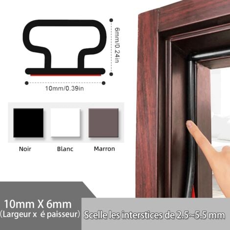 Joint Porte Fenêtre Isolant Froid et Phonique D-Profil,Joint De Porte D'Entrée Caoutchouc Autocollant,Bande PVC Cadre Porte Voiture,Joint D'étanchéIté Fenetre,Weather Stripping Door Seal(6M,D-Noir)