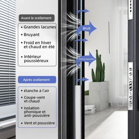 Joint Porte Fenêtre Isolant Froid et Phonique D-Profil,Joint De Porte D'Entrée Caoutchouc Autocollant,Bande PVC Cadre Porte Voiture,Joint D'étanchéIté Fenetre,Weather Stripping Door Seal(6M,D-Noir)