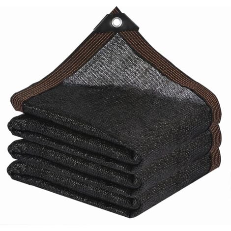 Tissu D'ombrage 70 % Noir Avec œillets Pour Extérieur, Terrasse, Jardin