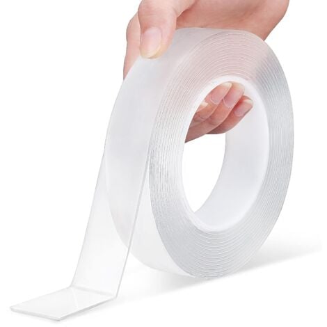 Ruban Adhésif Double Face Extra Fort, Transparent Ruban Two Side Tape à Forte Viscosité, Multifonctionnel Ruban adhésif Lavable sans Traces pour Tapis, Cuisine ou Bureau, etc.