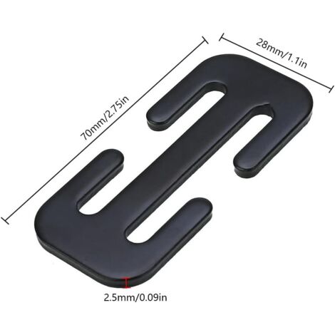 2 Clips Ajusteurs De Ceinture De Sécurité Voiture - Alliage De Zinc Noir - Universel Jusqu'à 5 Cm