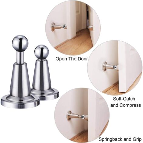 1 lot de butées de porte magnétiques en 304 acier inoxydable à fixation murale