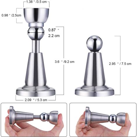 1 lot de butées de porte magnétiques en 304 acier inoxydable à fixation murale
