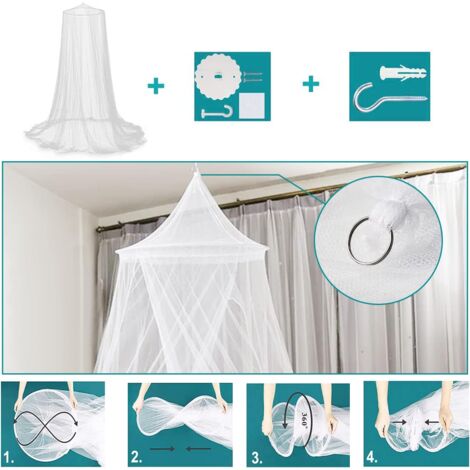 MOUSTIQUAIRE DE LIT,white--Moustiquaire Suspendue En Dôme Pour Lit Double, Avec Tissu En Maille