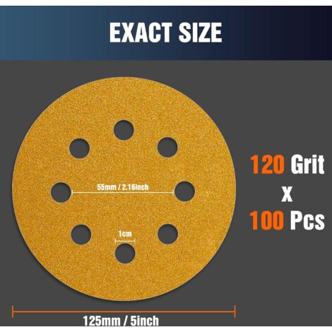 64 Pièces Disque De Ponçage 125Mm, 8 Trous Disques Abrasifs Sec À L'Eau 5 Pouces Zirconia