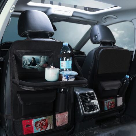 Protection Siège Auto Enfant Avec Plateau Pliable - Organisateur Voiture 6 Poches Transparentes Imperméable