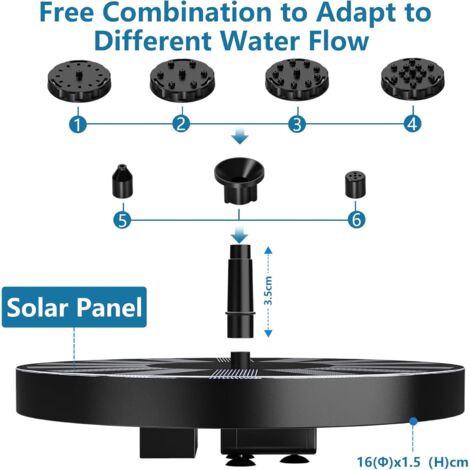 Fontaine Solaire Flottante Pour Bassin - 13 Cm Avec Pompe Solaire Et 6 Buses - Jeux D'Eau Écologiques Sans Batterie