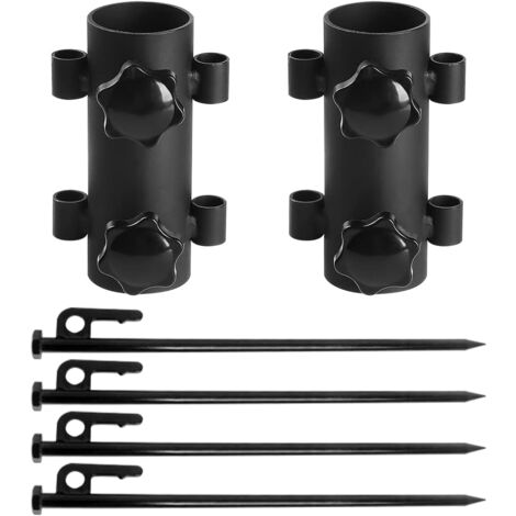 Support de Parasol, Parasol Extérieur Prise de Sol avec 4 Pièces de Ongles de 40cm, Pied de Parasol Amovible pour La Pêche en Plein Air, Le Jardin, La Pêche, La Plage (Noir)-JUSCH (1/5)